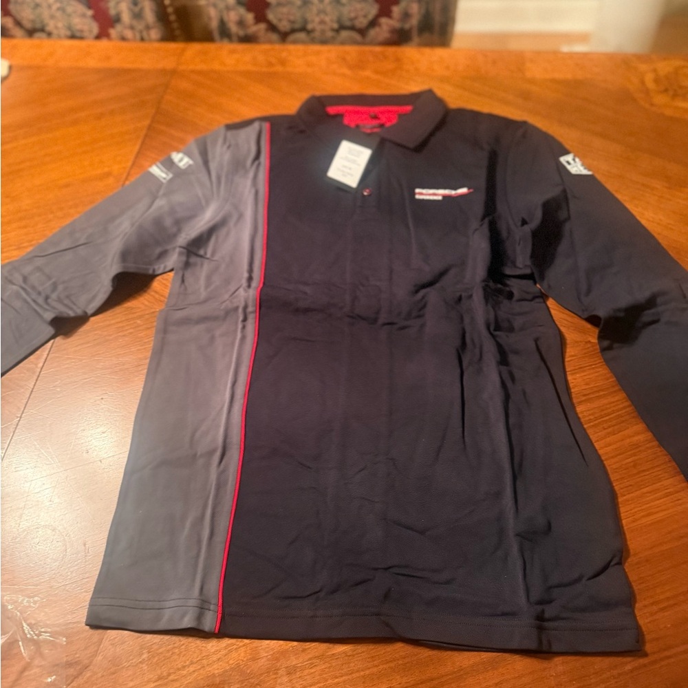 Porsche Design Black Polo with Red Accents